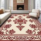 Ornate Crimson Garden Rococo Ornament Rug