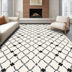 Classic Lattice Red Flower Rug