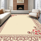 Art Nouveau Red Floral Cream Rug