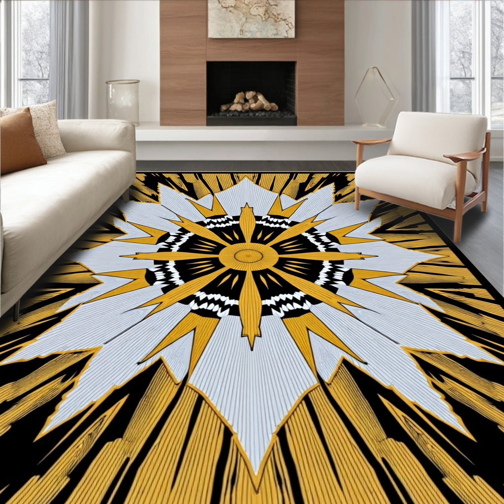 Bold Sunburst Geometric Medallion Rug