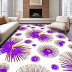 Vibrant Purple Yellow Sunburst Medallion Rug