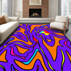 Vibrant Purple Orange Swirl Fluid Rug