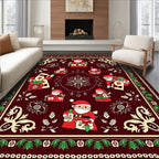 Festive Red Santa Claus Holiday Medallion Rug