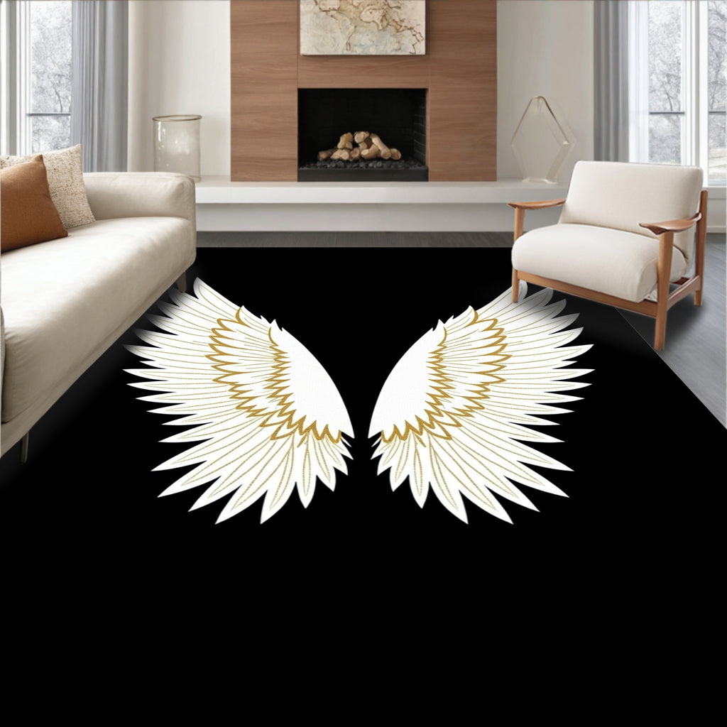 White Gold Feathered Wings Rug