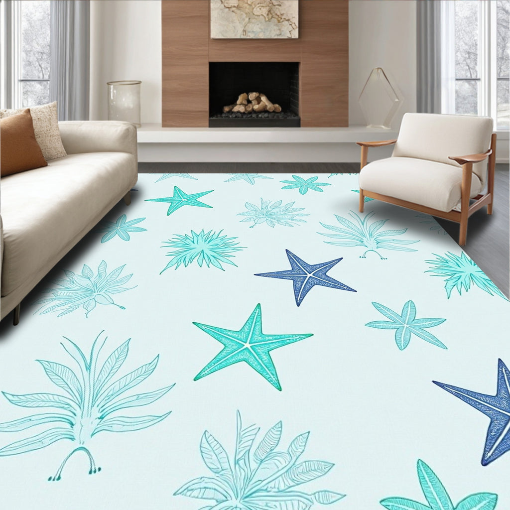 Oceanic Starfish Aquatic Plants Repeat Rug