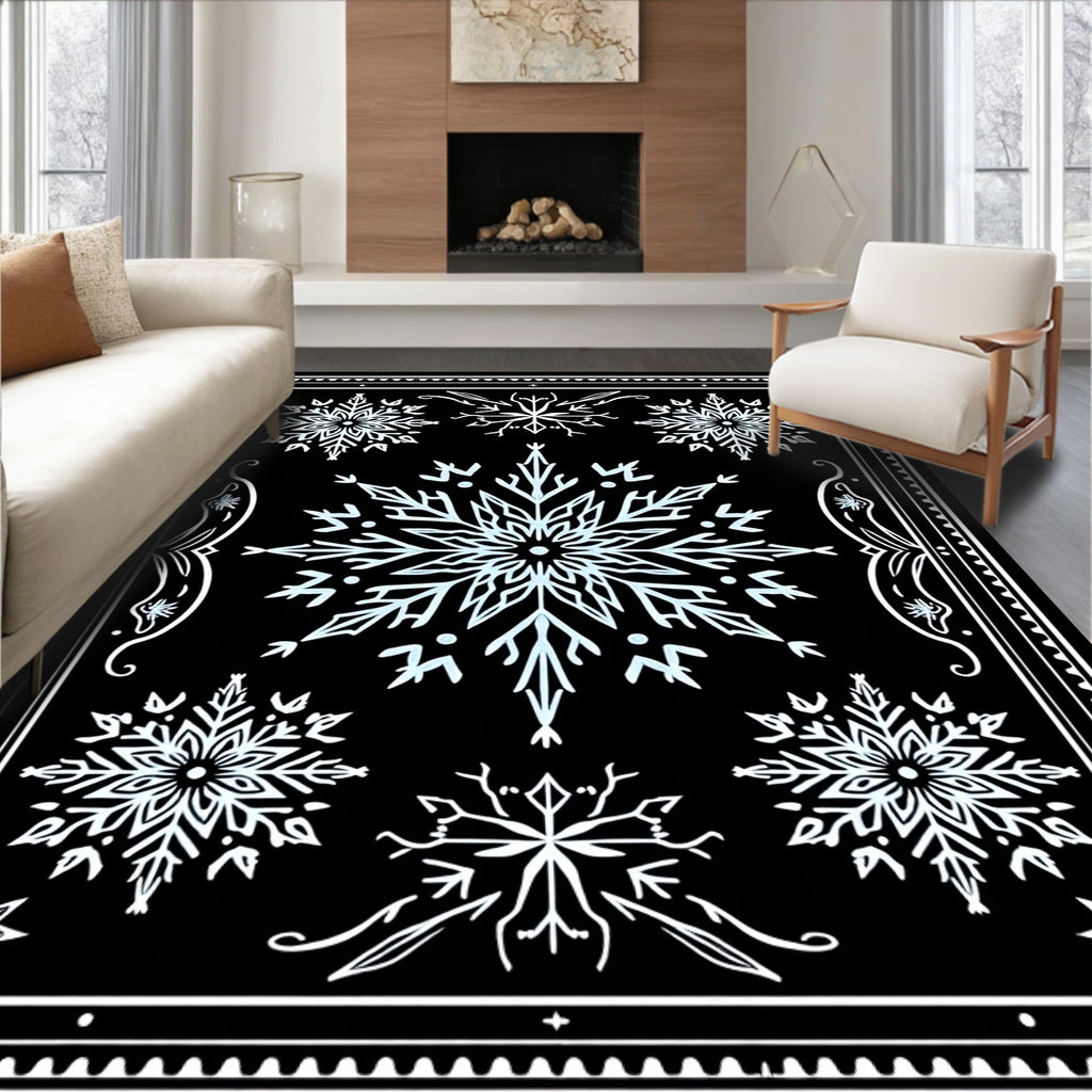 Winter White Snowflake Medallion Burst Rug