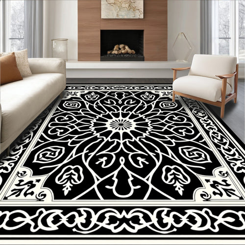 Black and White Intricate Mandala Rug