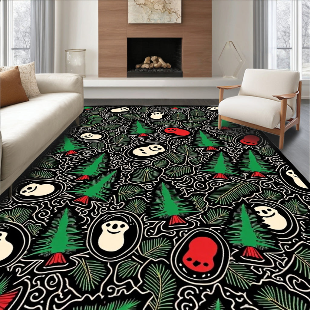 Whimsical Green Forest Panda Encounter Rug