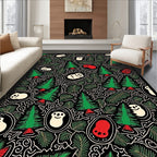 Whimsical Green Forest Panda Encounter Rug