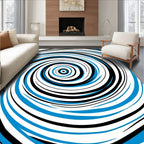 Vibrant Blue Black Swirl Rug