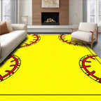 Vibrant Yellow Red Ball Circles Rug