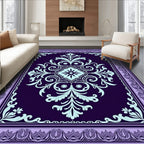 Regal Lilac and Teal Scroll Medallion Rug