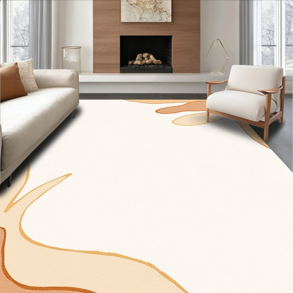 Organic Cream Earthy Abstract Shapes Rug