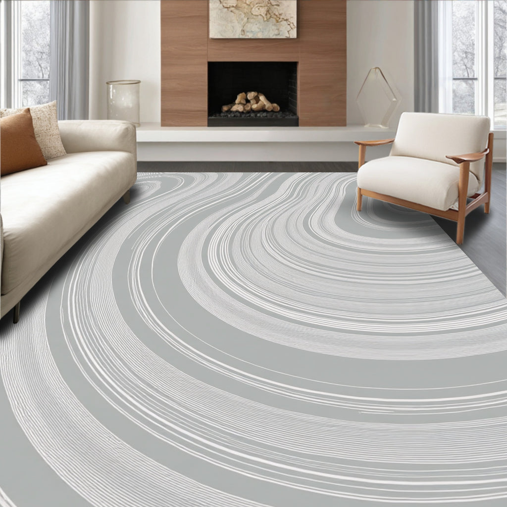 Soft Gray Swirling Lines Rug