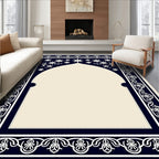 Navy White Floral Arch Rug