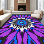 Vibrant Purple Blue Starburst Mandala Rug