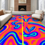 Vibrant Swirls Orange Pink Blue Rug