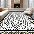 Bold Black Geometric Maze Rug
