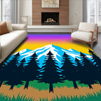 Vibrant Mountain Forest Sunset Rug