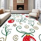 Red Christmas Ornaments Green Swirls Rug