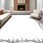 Gray Starburst Geometric Border Rug