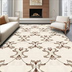 Creamy White Abstract Bloom Lattice Rug