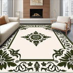 Deep Emerald Bloom Corner Garland Rug