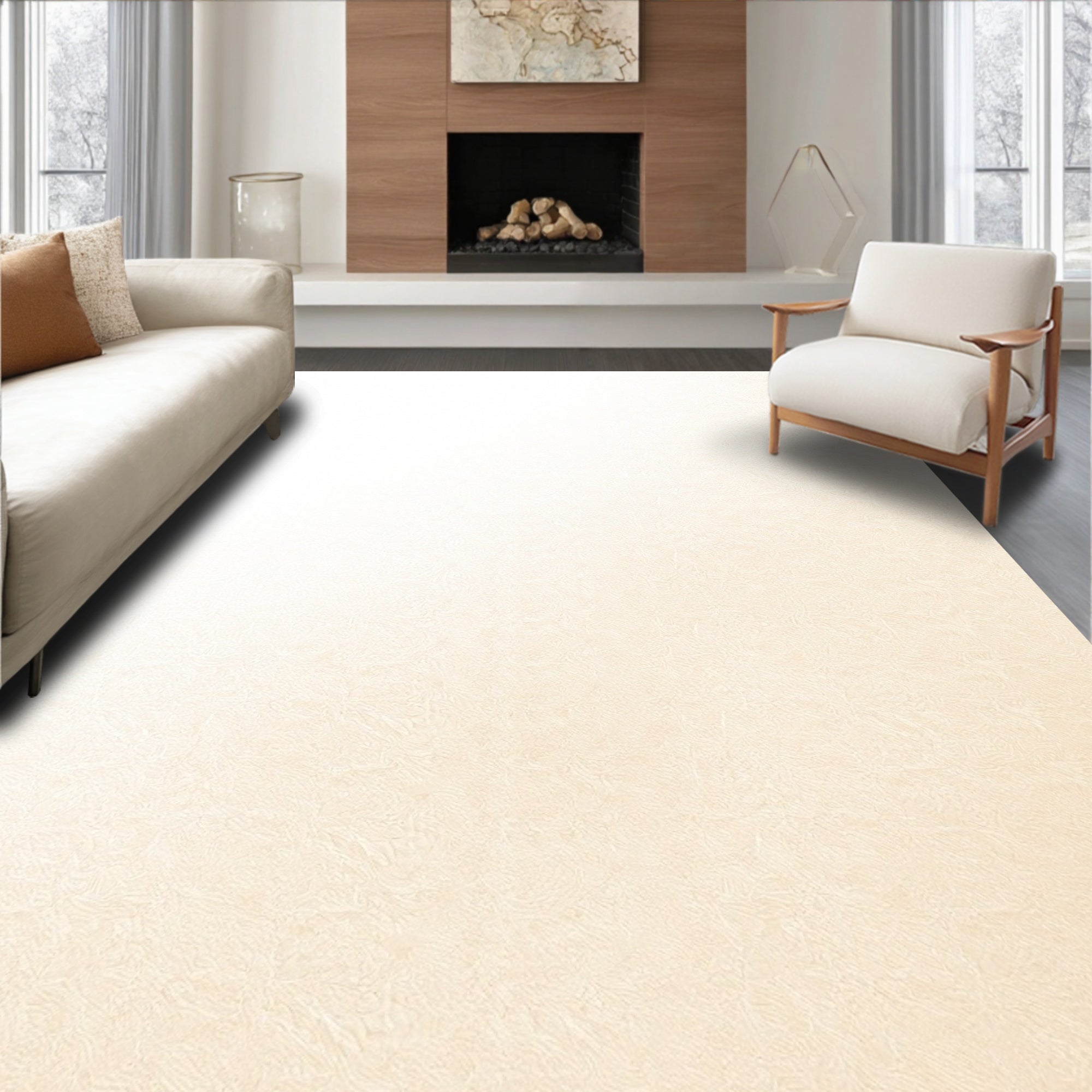 Cream Subtle Organic Swirls Rug