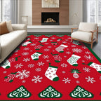Red Snow Stockings Pineapple Border Rug