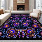 Bold Blue Sunburst Mandala Rug