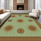Golden Sunburst Mint Green Mandala Rug