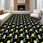 Playful Alien Icons Geometric Repeating Rug