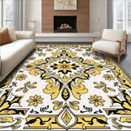 Golden Ivory Victorian Floral Medallion Rug