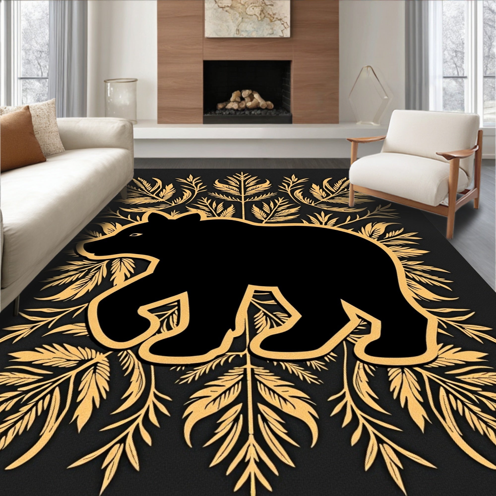 Black Bear Golden Foliage Harmony Rug