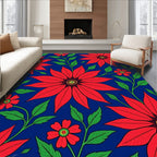 Vibrant Crimson Blossom Vines Rug