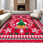 Festive Red Duck Snowflake Holly Rug