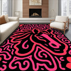Bold Pink Horse Floral Maze Rug