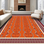 Vibrant Orange Medallion Border Rug
