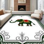 Emerald Elephant Red Medallion Border Rug