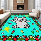 Happy Cat Holiday Lights Rug