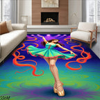 Dancer's Aqua Skirt Swirling Ribbons Rug
