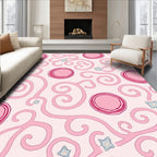 Pink Swirl Circles Starburst Abstract Rug