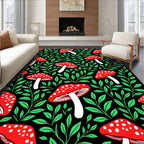 Whimsical Red White Mushroom Woodland Rug