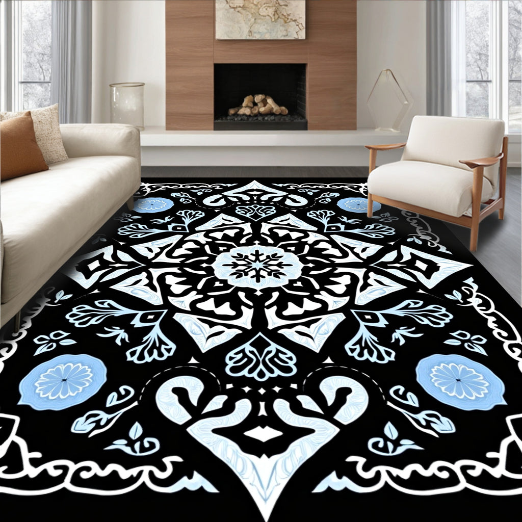 Frosted Ice Snowflake Mandala Rug