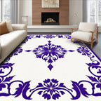 Ornate Purple Floral Border Medallion Rug