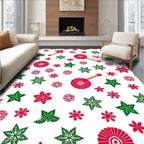 Red Green Poinsettia Star Scatter Rug