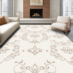 Elegant Brown Scrollwork Floral Medallion Rug