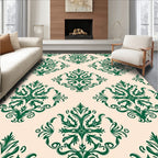 Dark Green Vintage Floral Damask Rug