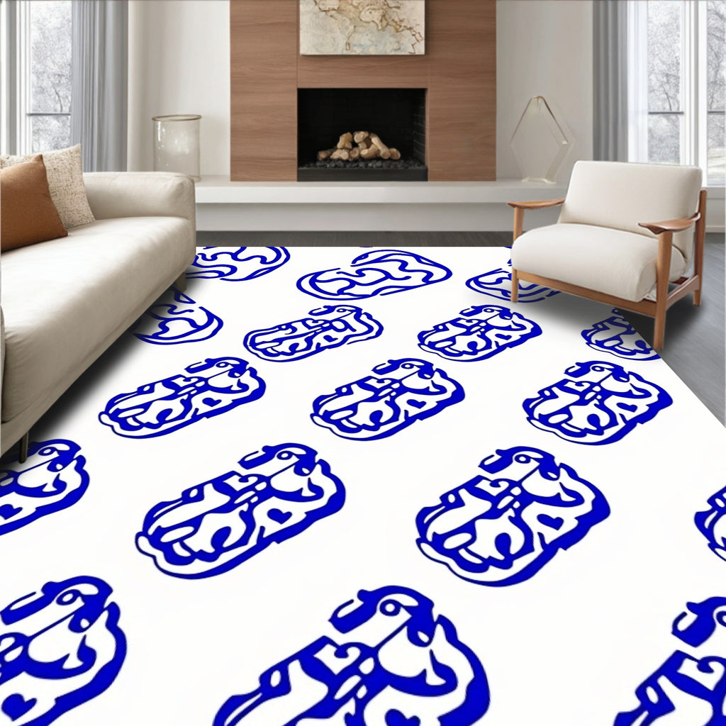 Bold Blue Organic Shape Repeat Rug