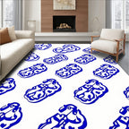 Bold Blue Organic Shape Repeat Rug